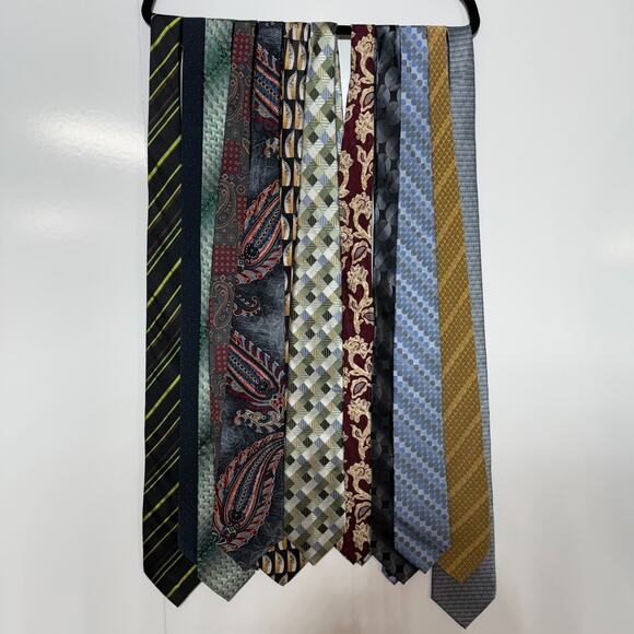 Mens Ties Neckties Silk Lot of 12 Various Patterns & Colors - Picture 2 of 4